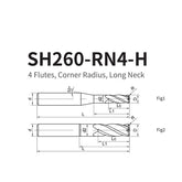G-SH260-RN4-H  4 Flutes, Corner Radius, Long Neck - Big-tools Industrial Supply Tools for Metal Cutting